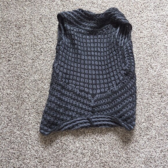 Sleeping On Snow Wool Blend Cardigan Womens S/M Sleeveless Black Chunky Wrap - Picture 4 of 7